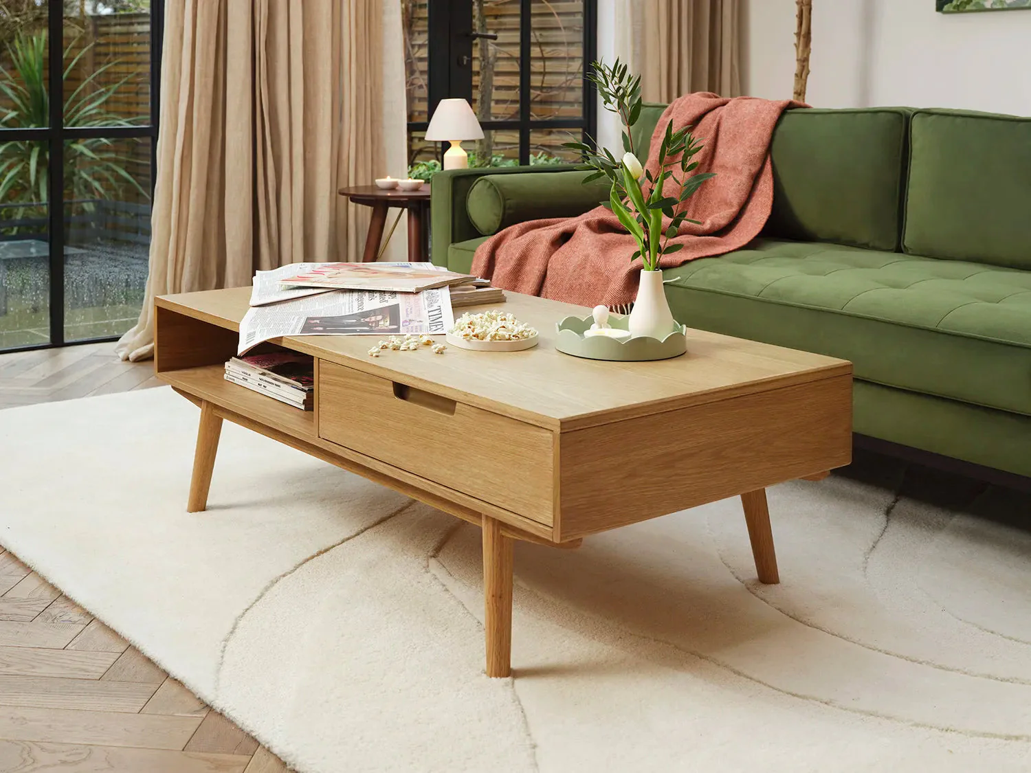 Coffee Table 01, Oak / Two drawers with shelf - Image 2