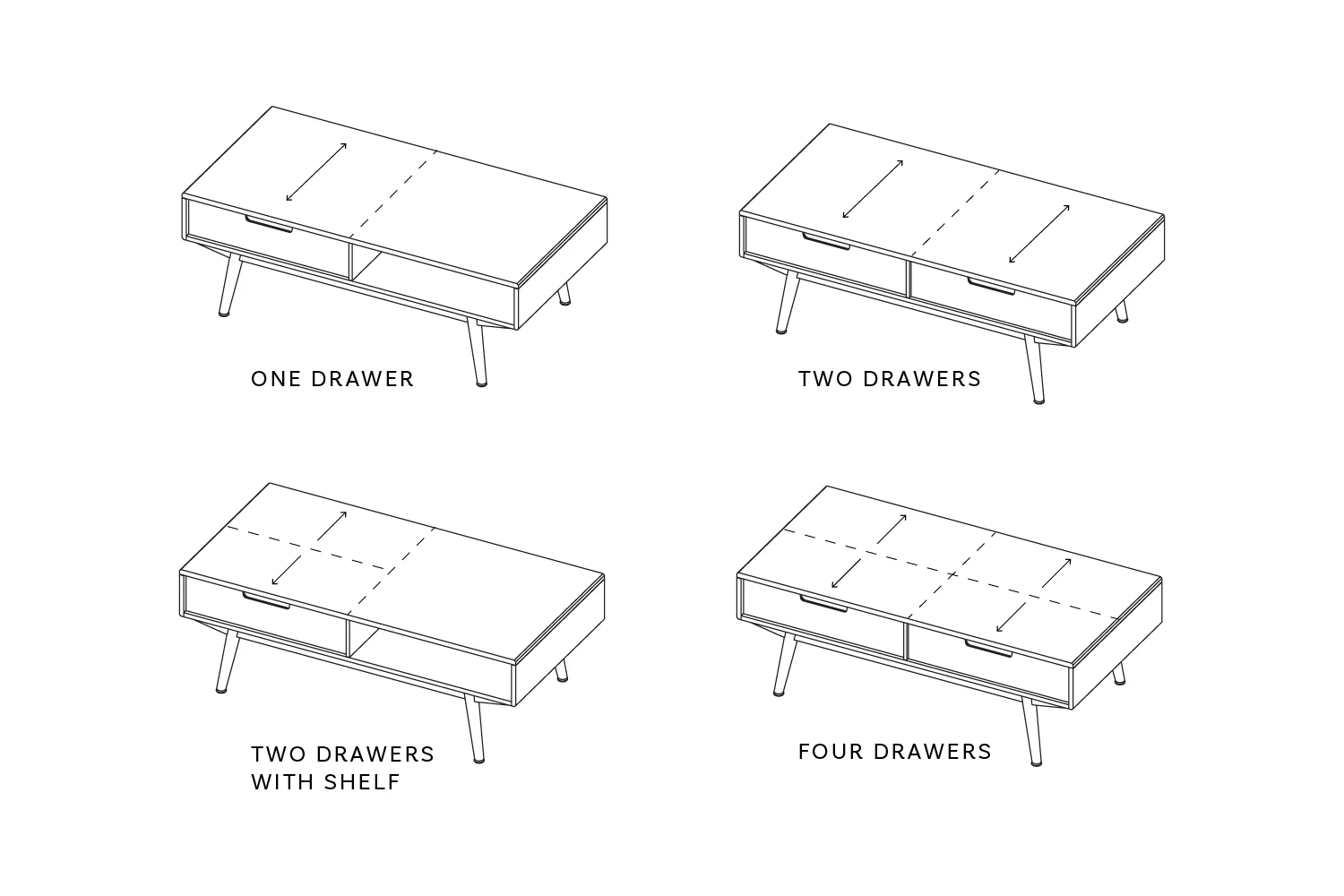 Coffee Table 01, Walnut / Four drawers - Image 6