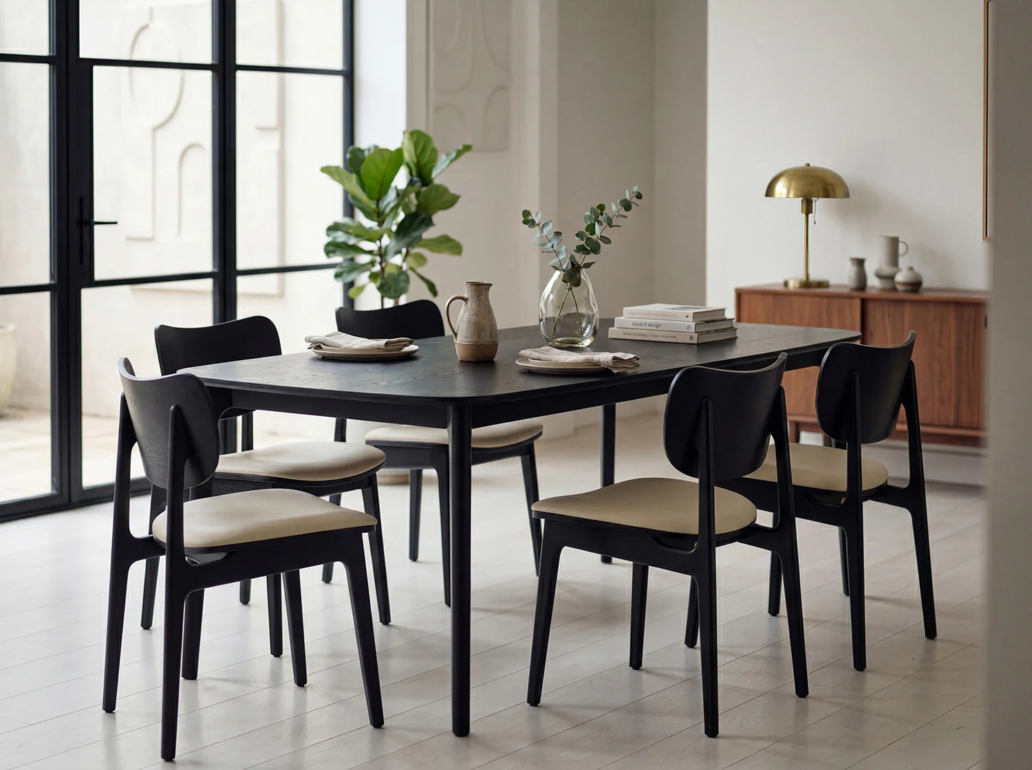 Dining Chair 02 (set of 2), Black / Oyster - Image 2