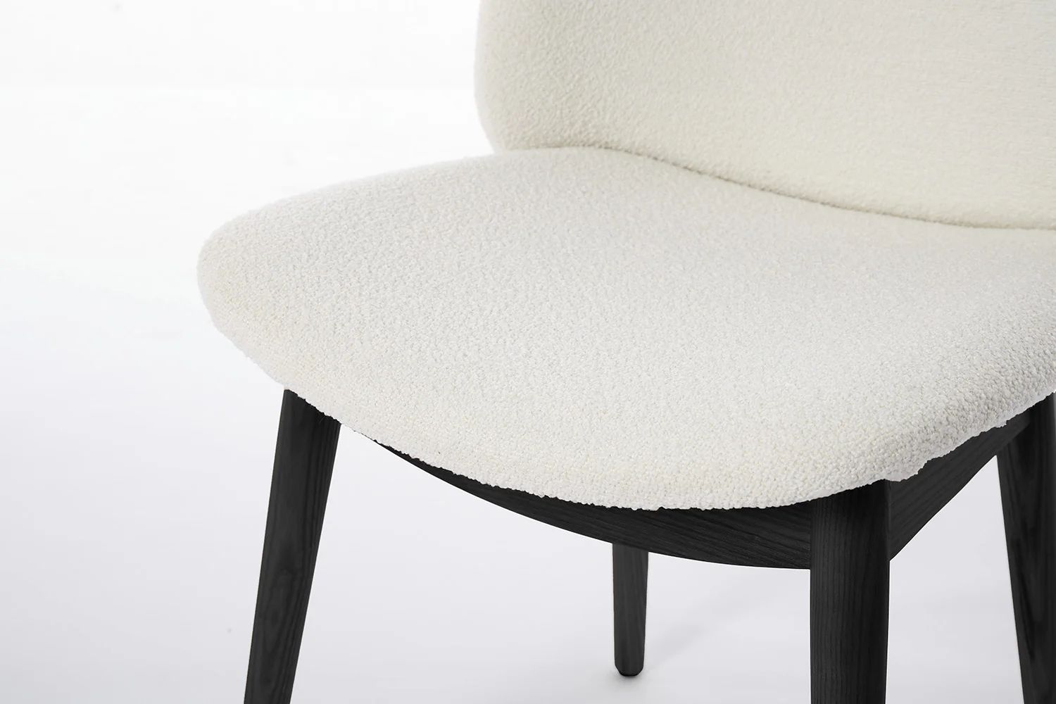 Dining Chair 04 (Set of 2), Black Legs / Ivory - Image 8