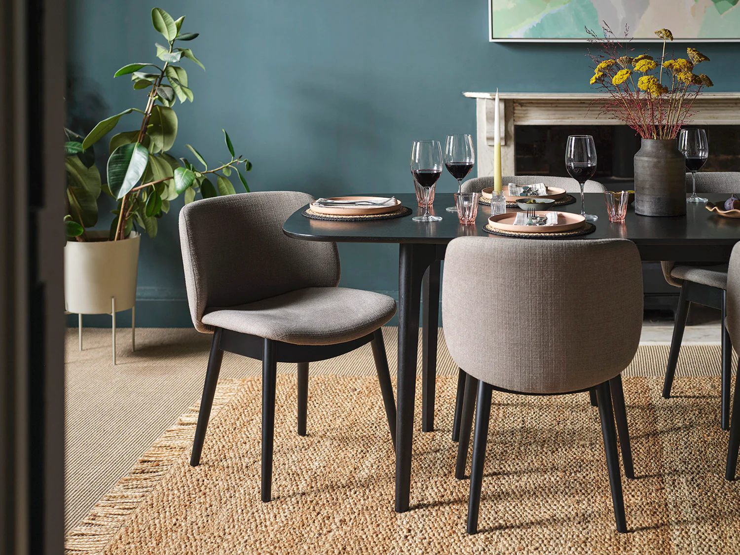 Dining Chair 04 (Set of 2), Black Legs / Shadow - Image 4