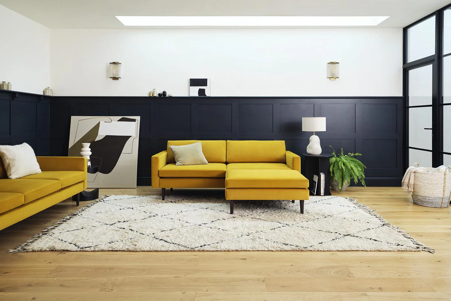 Model 01 2-Seater Sofa with Ottoman, Mustard - Image 2