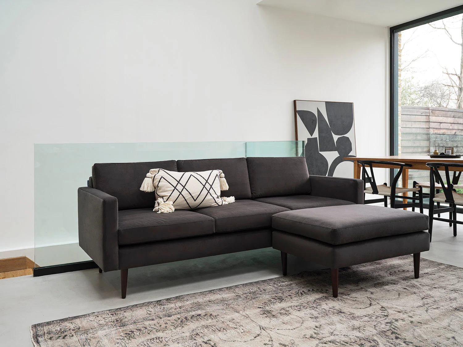 Model 01 3-Seater Sofa with Ottoman, Charcoal - Image 2