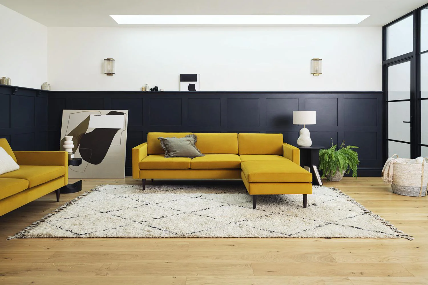 Model 01 3-Seater Sofa with Ottoman, Mustard - Image 2