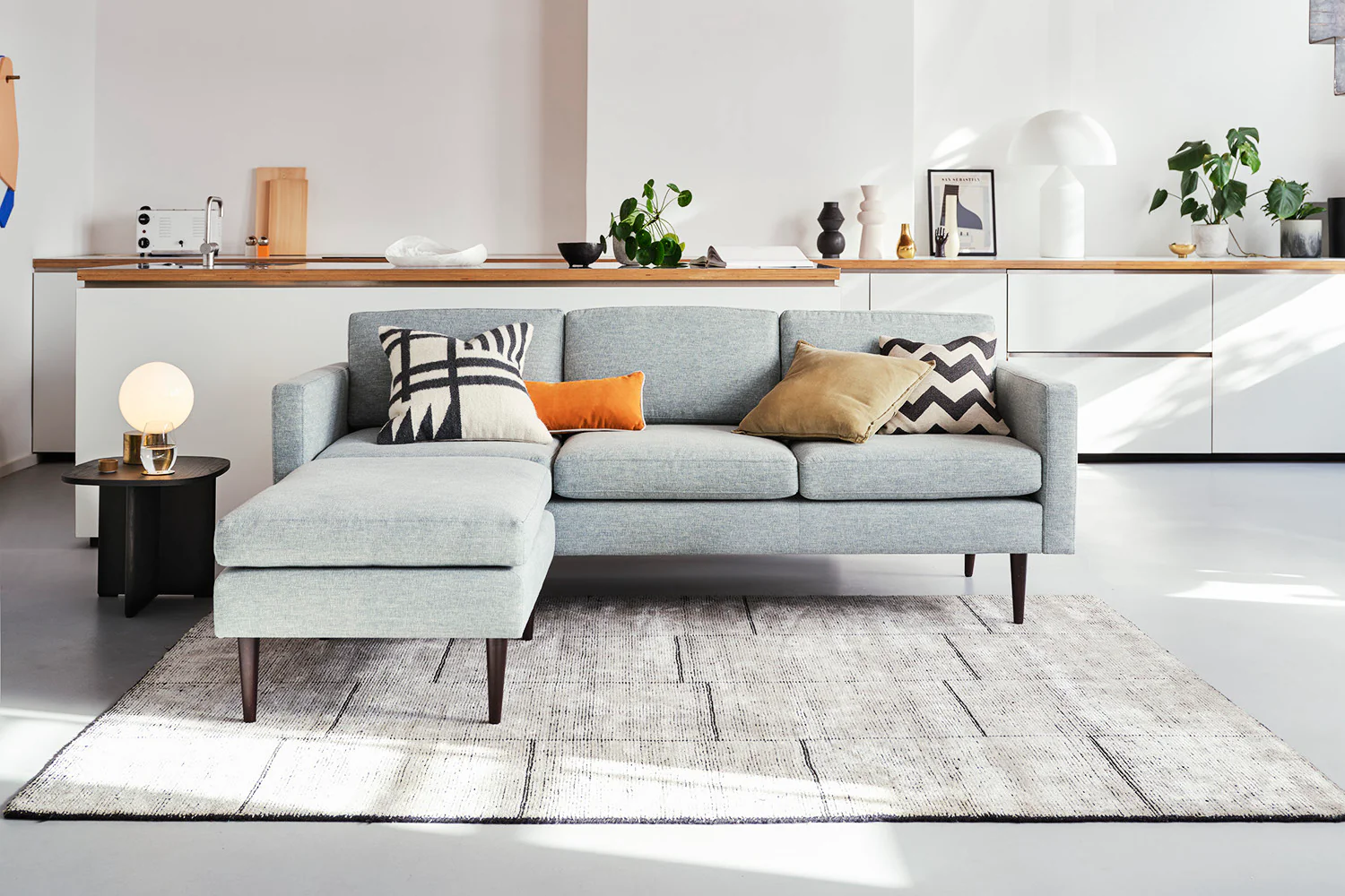 Model 01 3-Seater Sofa with Ottoman, Seaglass - Image 2