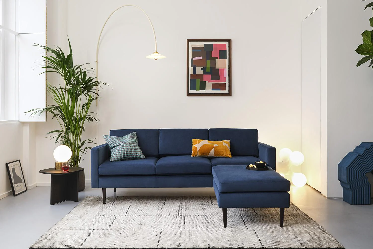 Model 01 3-Seater Sofa with Ottoman, Teal - Image 2