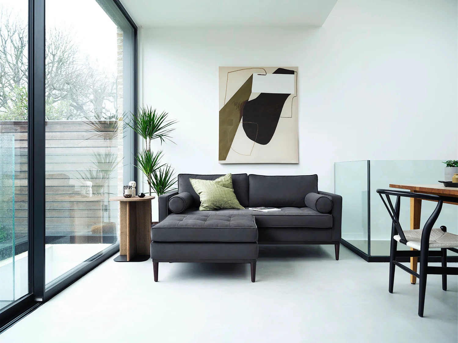 Model 02 2-Seater Sofa with Ottoman, Charcoal - Image 2