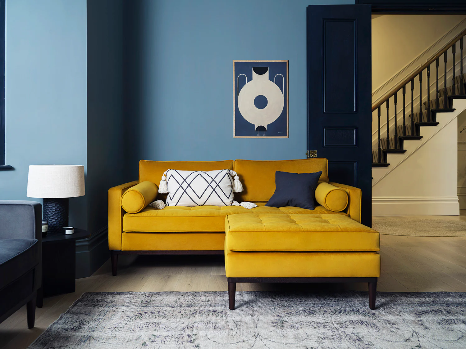 Model 02 2-Seater Sofa with Ottoman, Mustard - Image 2