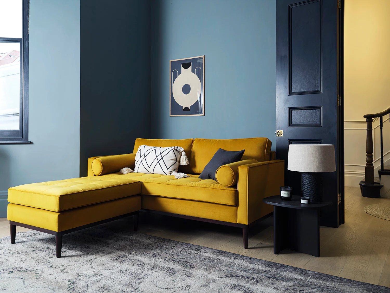 Model 02 2-Seater Sofa with Ottoman, Mustard - Image 4