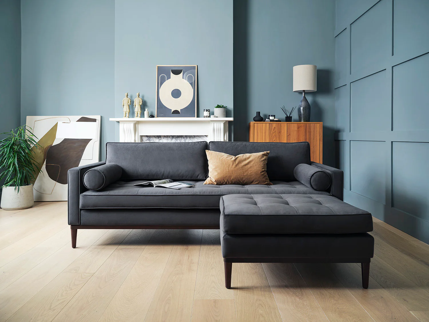 Model 02 3-Seater Sofa with Ottoman, Charcoal - Image 2