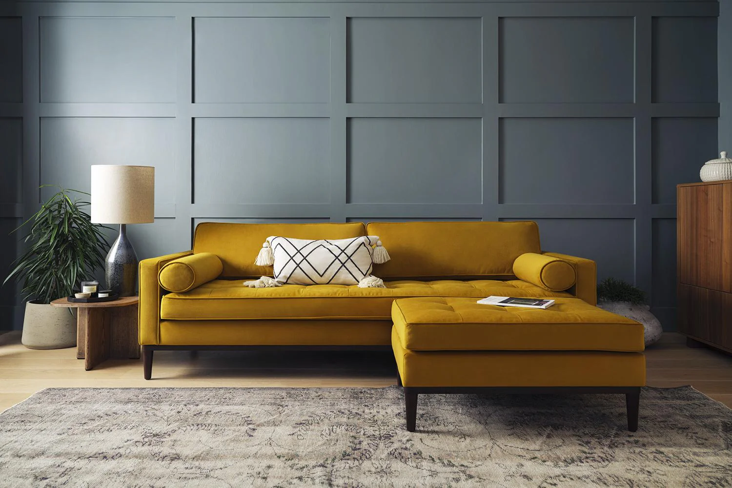 Model 02 3-Seater Sofa with Ottoman, Mustard - Image 2