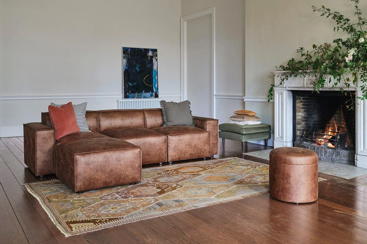 Model 03 3-Seater Left Chaise Sofa, Chestnut - Image 2