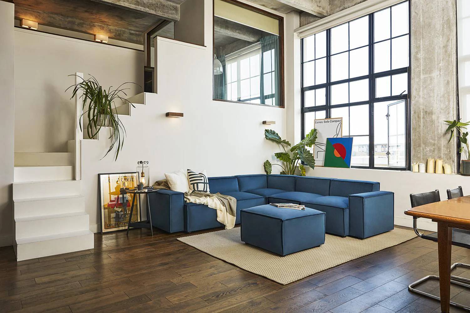 Model 03 Corner Sofa with Ottoman, Teal - Image 2