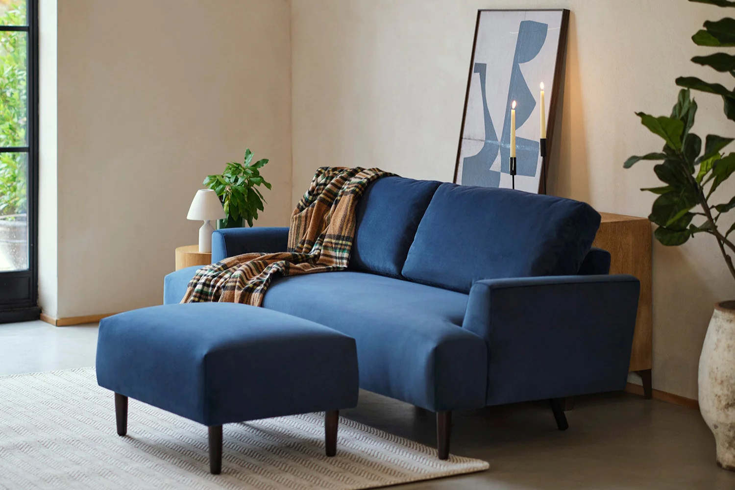 Model 05 2-Seater Sofa with ottoman, Teal - Image 4