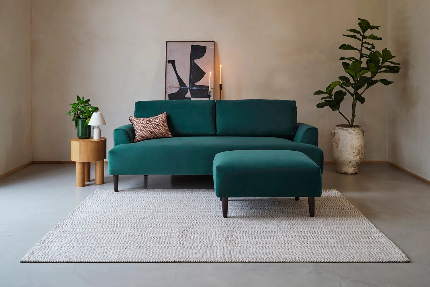 Model 05 3-Seater Sofa with ottoman, Kingfisher - Image 2