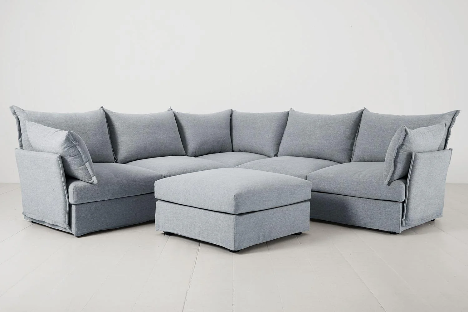Model 06 Corner Sofa with Ottoman, Seaglass