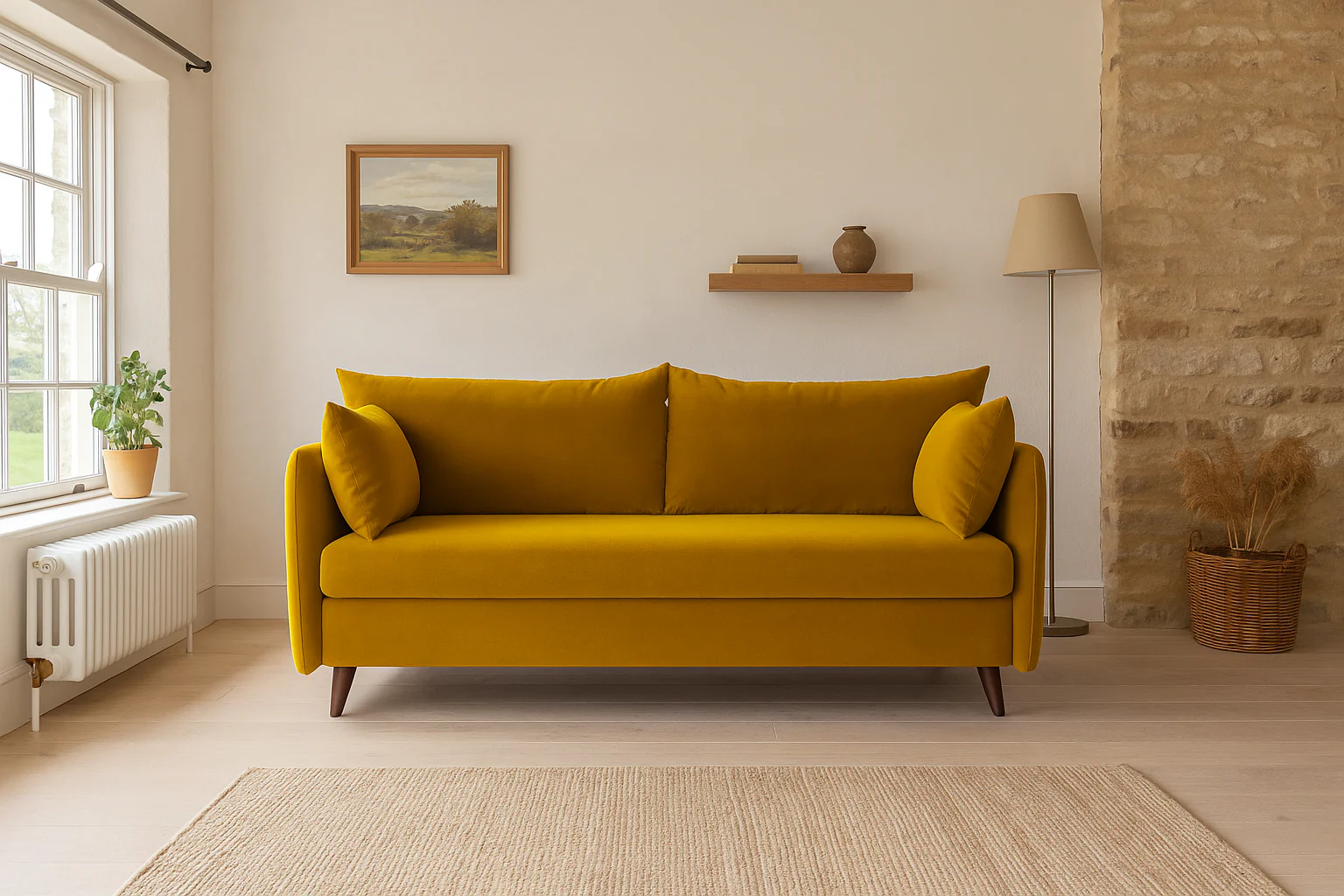 Model 08 Sofa Bed 2.5 Seater, Mustard - Image 4