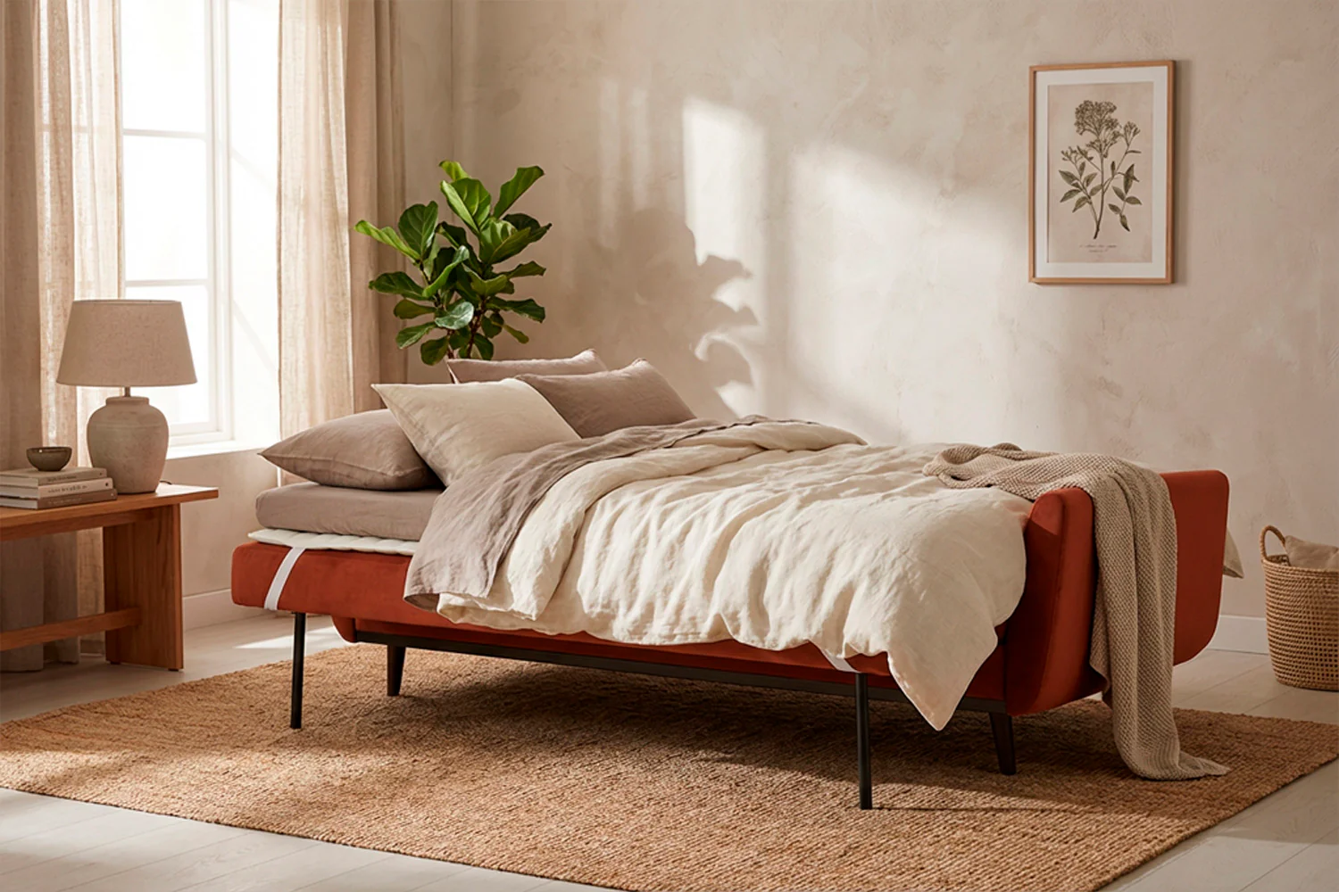 Model 10 Sofa Bed 3 Seater, Brick - Image 2