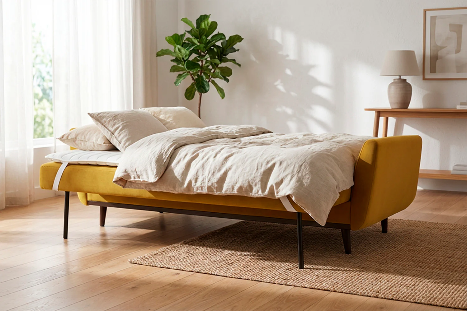Model 10 Sofa Bed 3 Seater, Mustard - Image 2