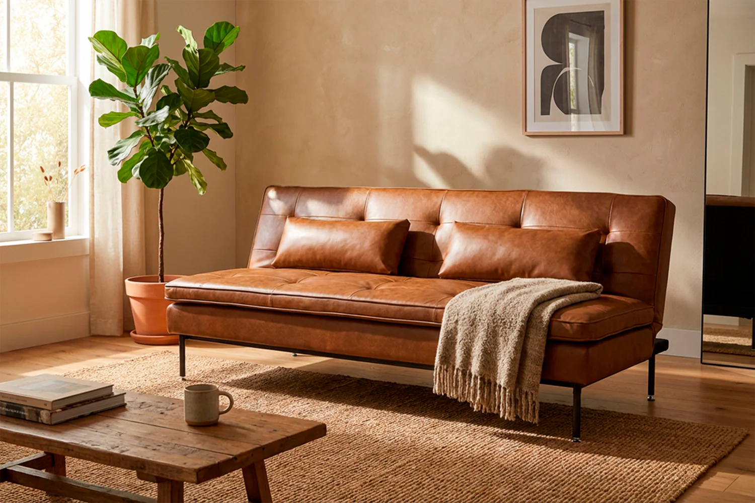 Model 11 Sofa Bed 3 Seater, Maple - Image 2