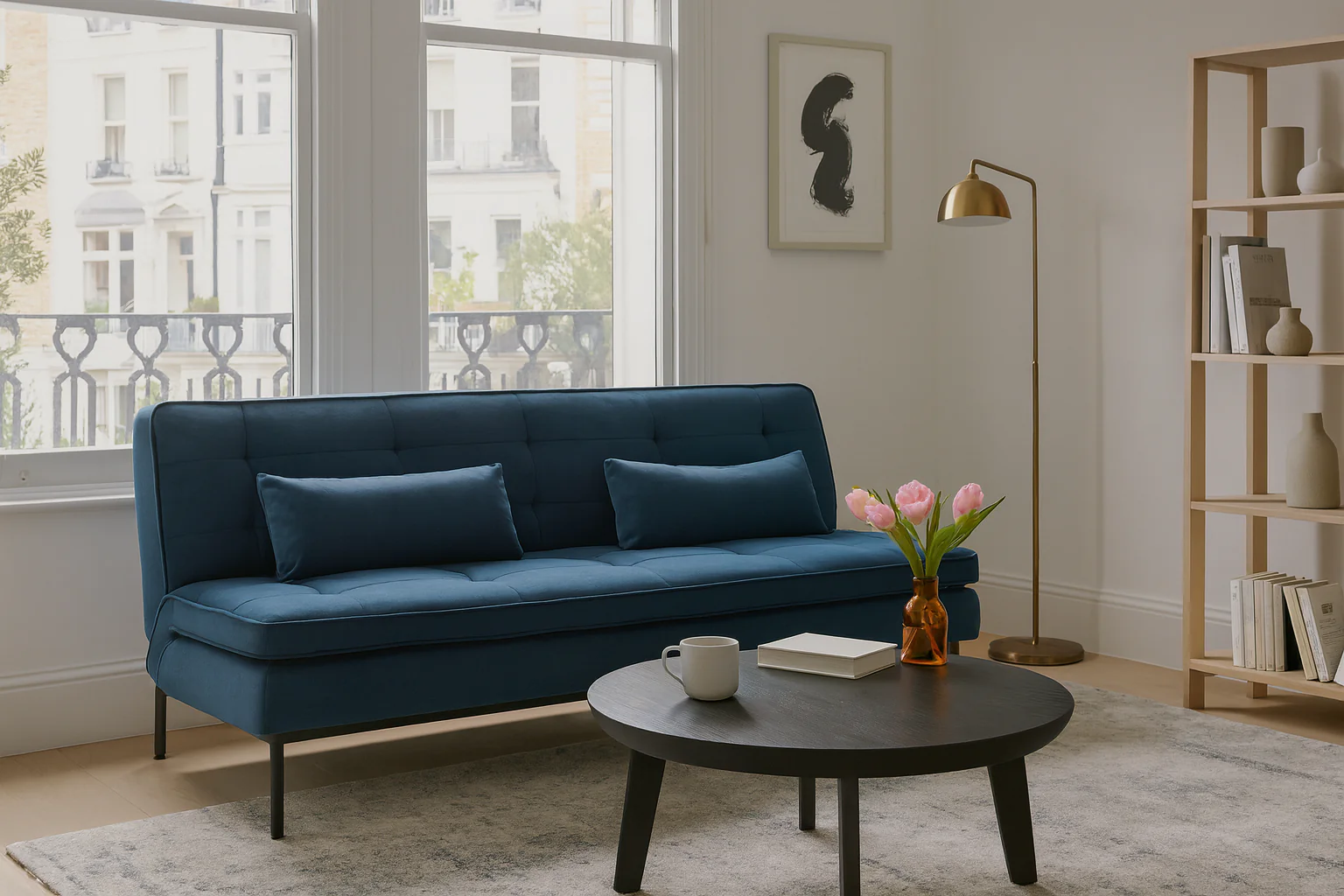 Model 11 Sofa Bed 3 Seater, Teal - Image 2