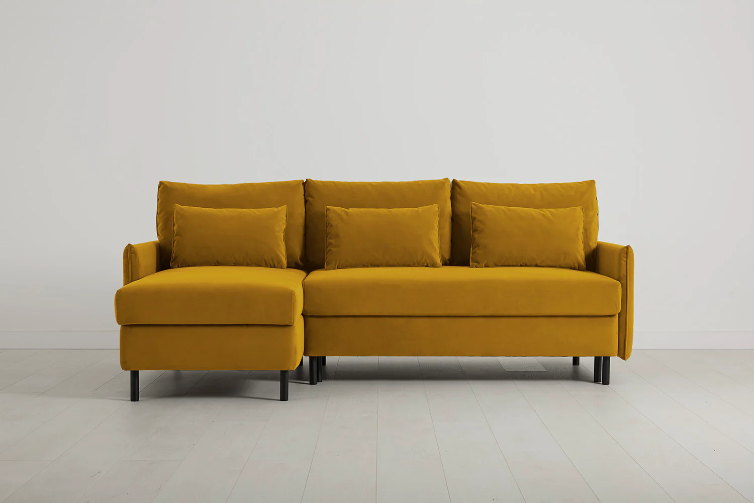 Model 12 Sofa Bed with Storage 3 Seater Left Chaise, Mustard