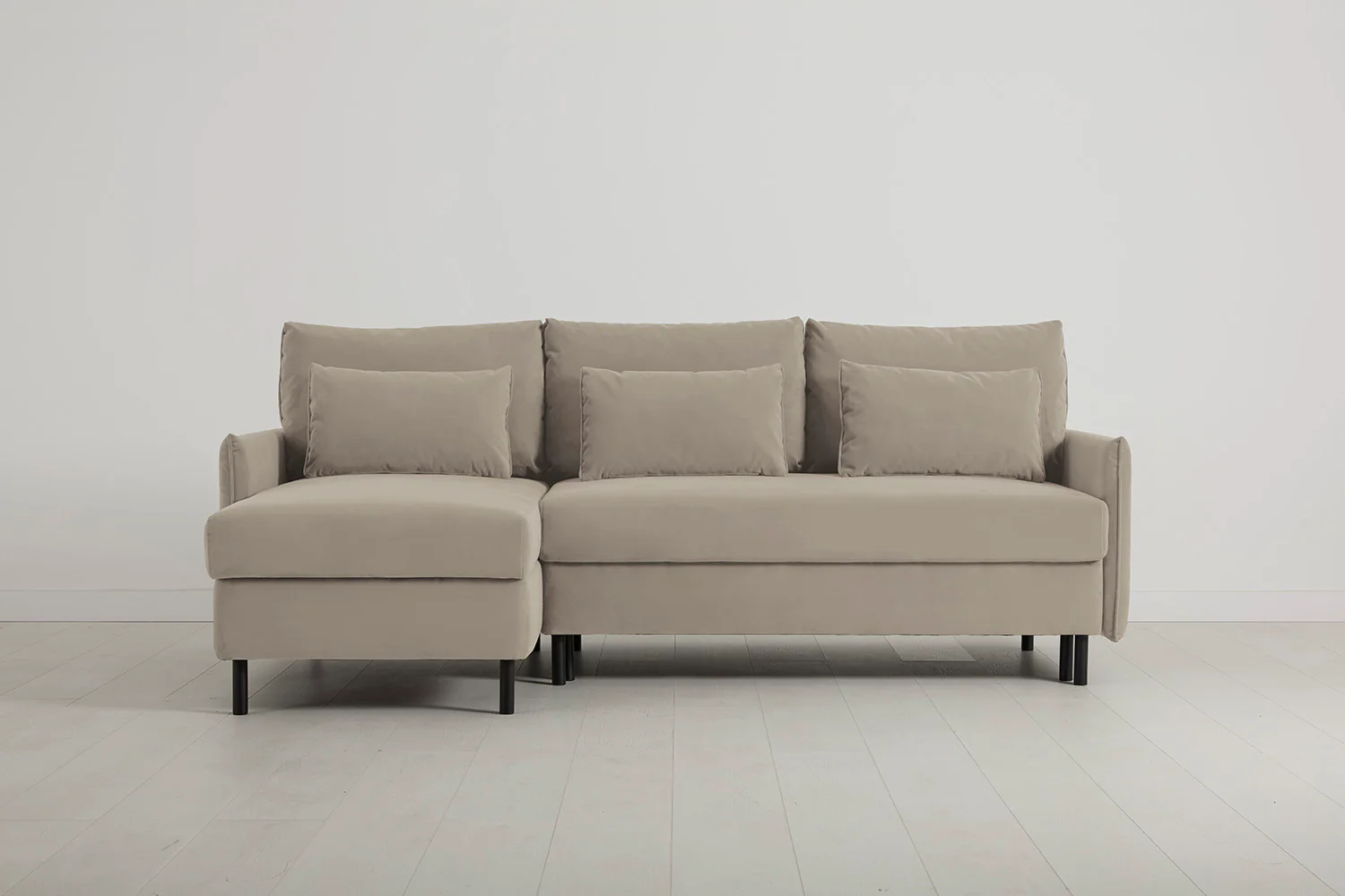 Model 12 Sofa Bed with Storage 3 Seater Left Chaise, Bone