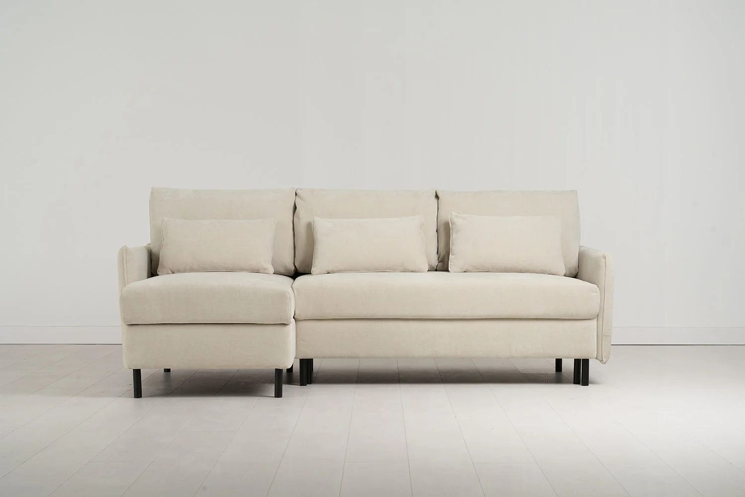 Model 12 Sofa Bed with Storage 3 Seater Left Chaise, Chalk