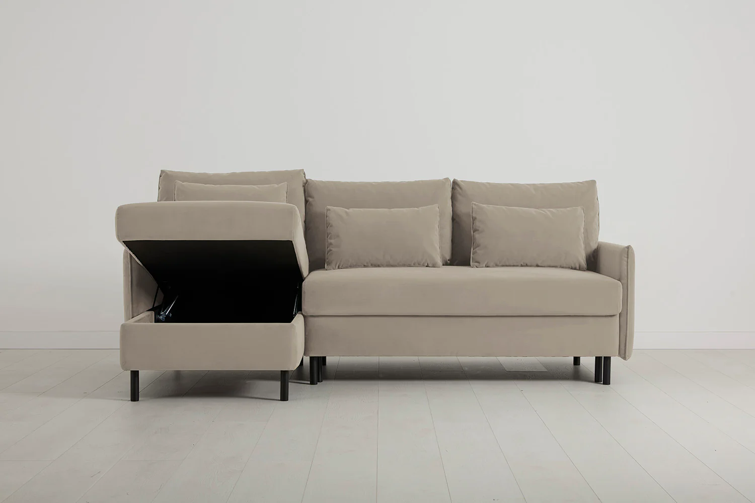 Model 12 Sofa Bed with Storage 3 Seater Left Chaise, Bone - Image 6
