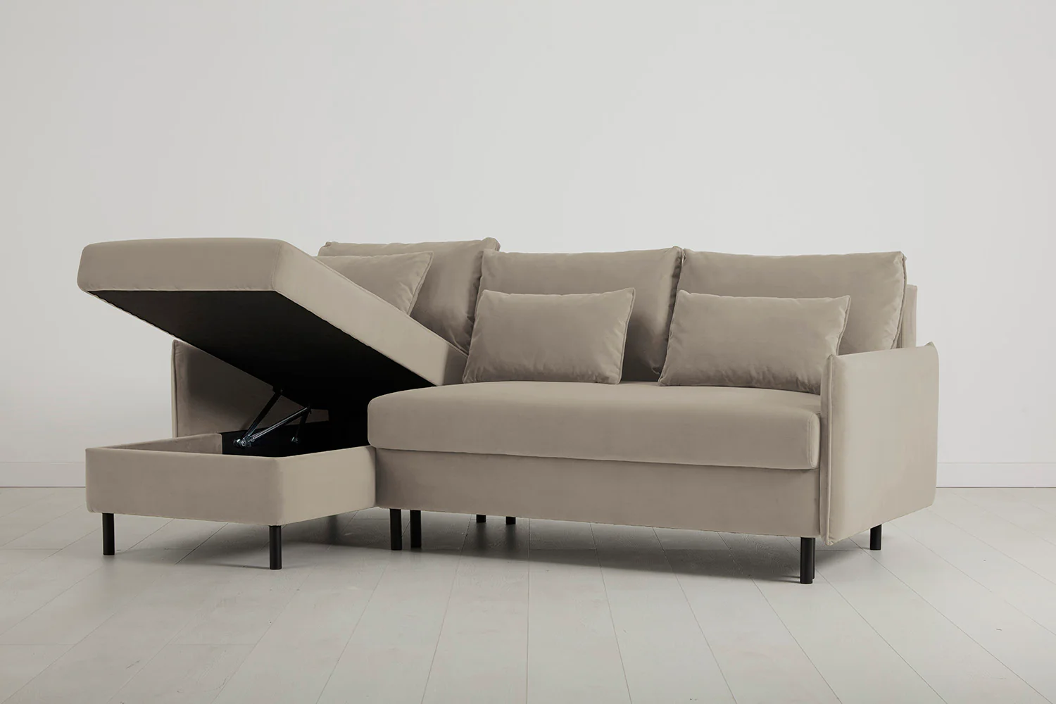 Model 12 Sofa Bed with Storage 3 Seater Left Chaise, Bone - Image 8