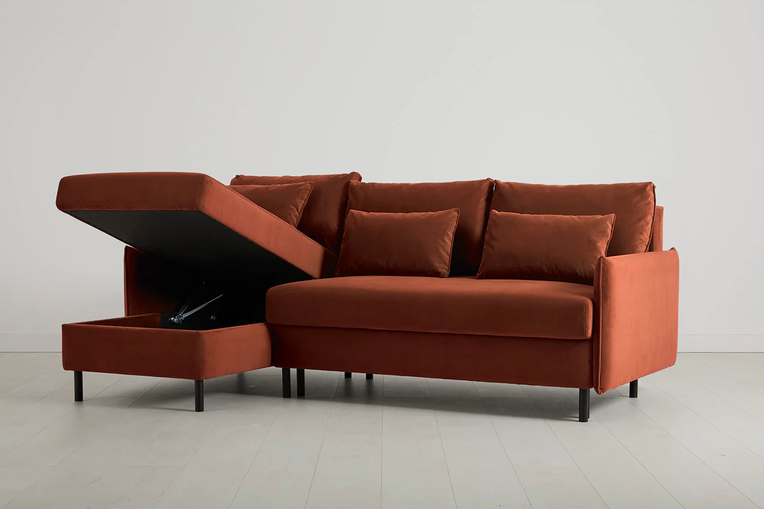 Model 12 Sofa Bed with Storage 3 Seater Left Chaise, Brick - Image 12