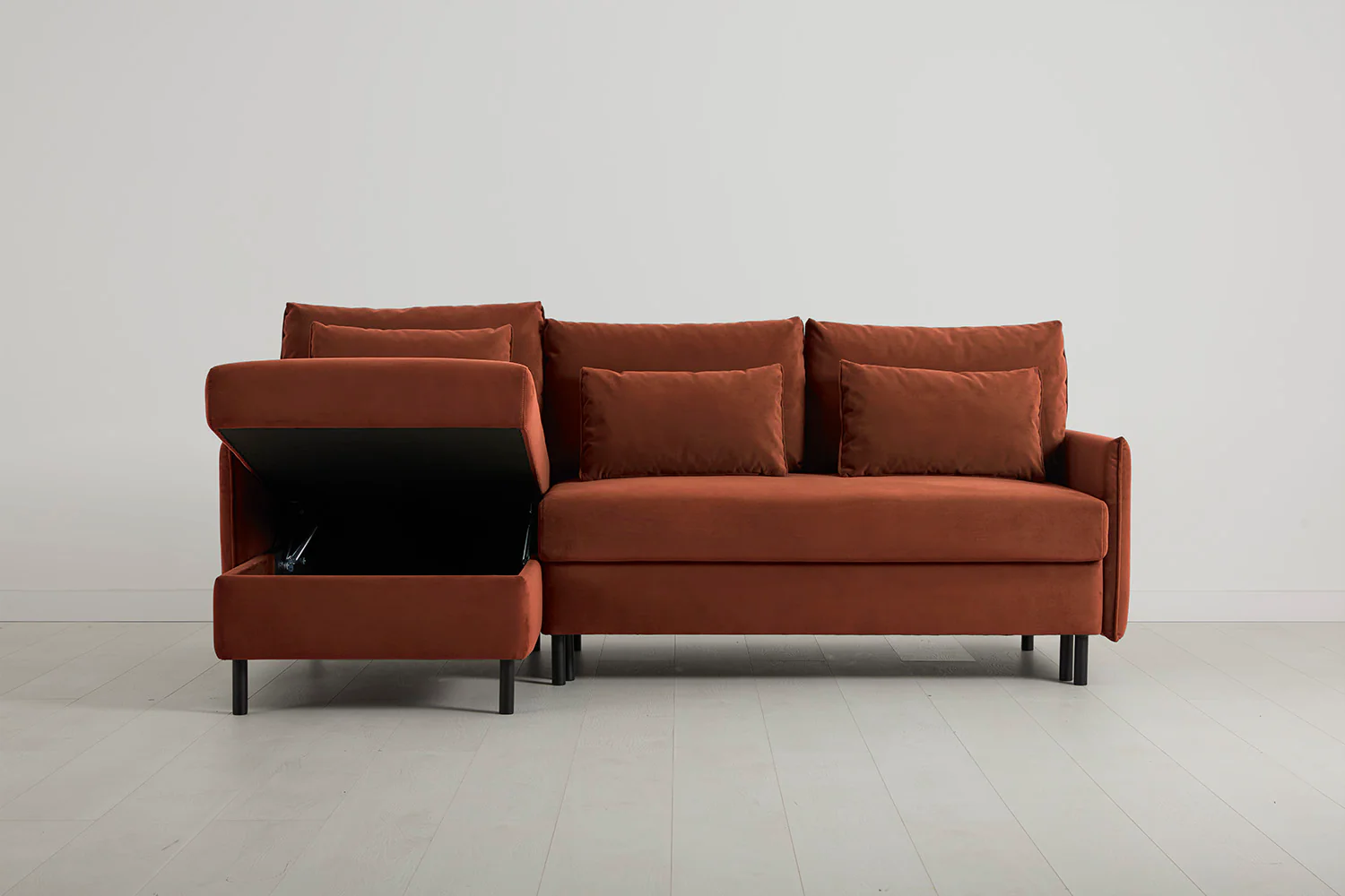 Model 12 Sofa Bed with Storage 3 Seater Left Chaise, Brick - Image 4