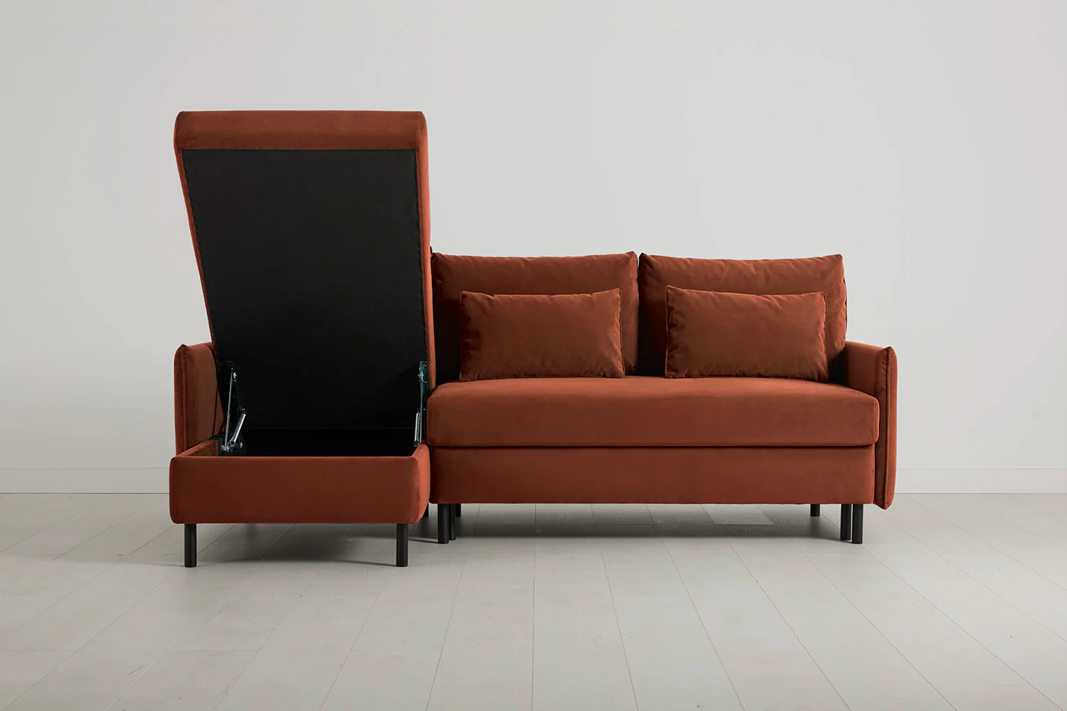 Model 12 Sofa Bed with Storage 3 Seater Left Chaise, Brick - Image 5