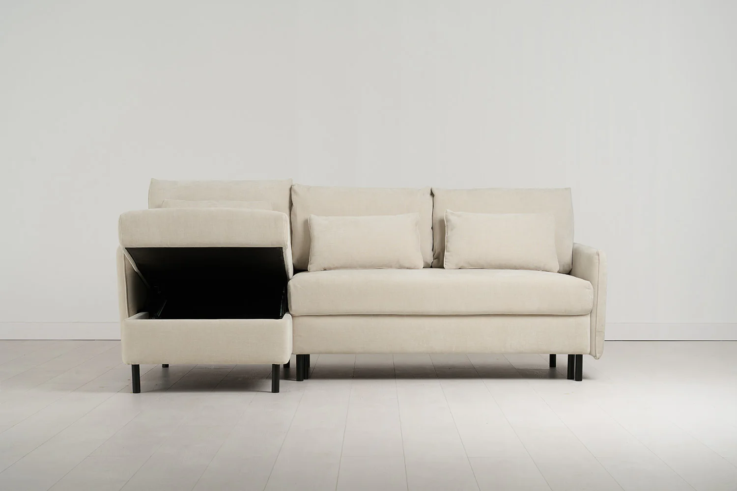 Model 12 Sofa Bed with Storage 3 Seater Left Chaise, Chalk - Image 4