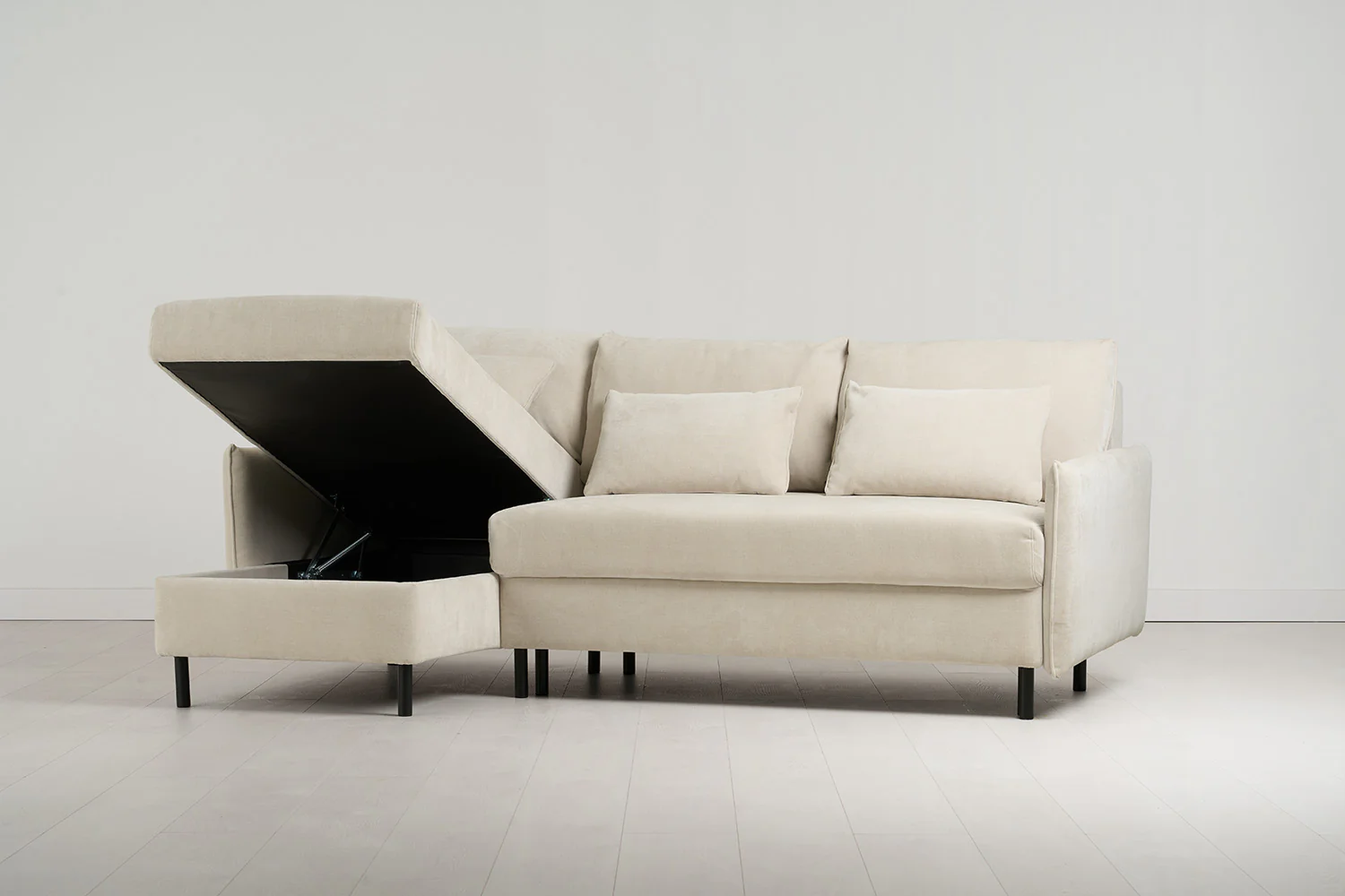 Model 12 Sofa Bed with Storage 3 Seater Left Chaise, Chalk - Image 7