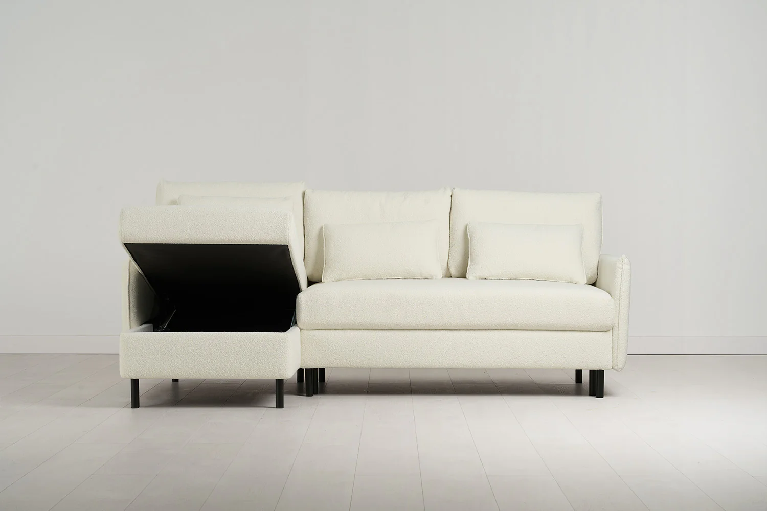 Model 12 Sofa Bed with Storage 3 Seater Left Chaise, Ivory - Image 4
