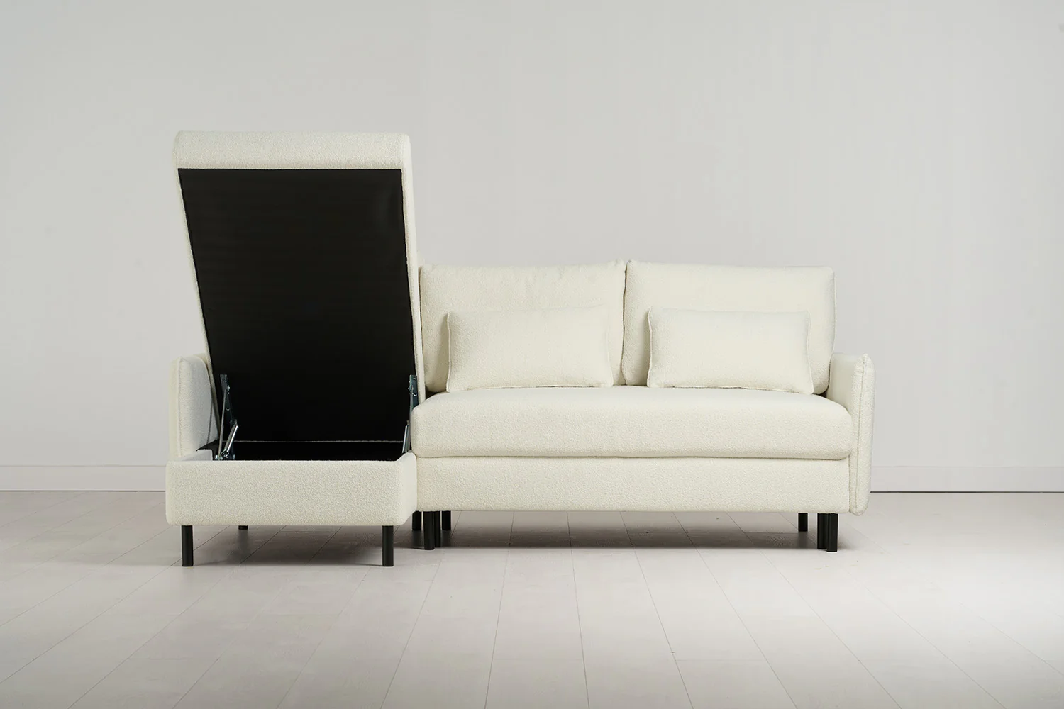 Model 12 Sofa Bed with Storage 3 Seater Left Chaise, Ivory - Image 5