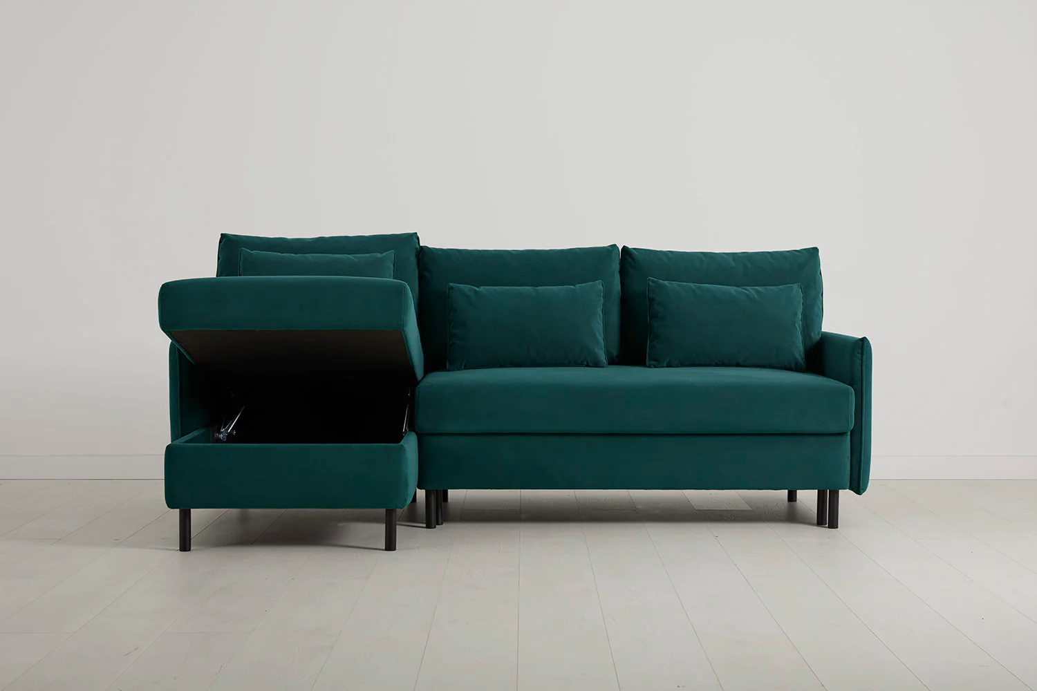 Model 12 Sofa Bed with Storage 3 Seater Left Chaise, Kingfisher - Image 4