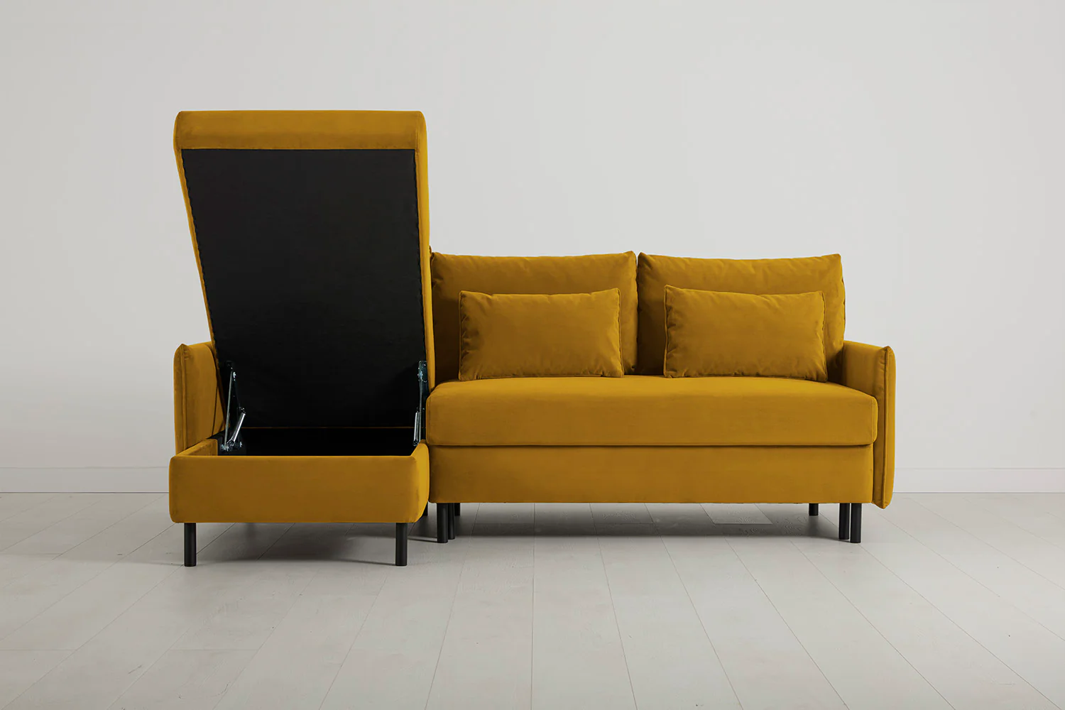 Model 12 Sofa Bed with Storage 3 Seater Left Chaise, Mustard - Image 5