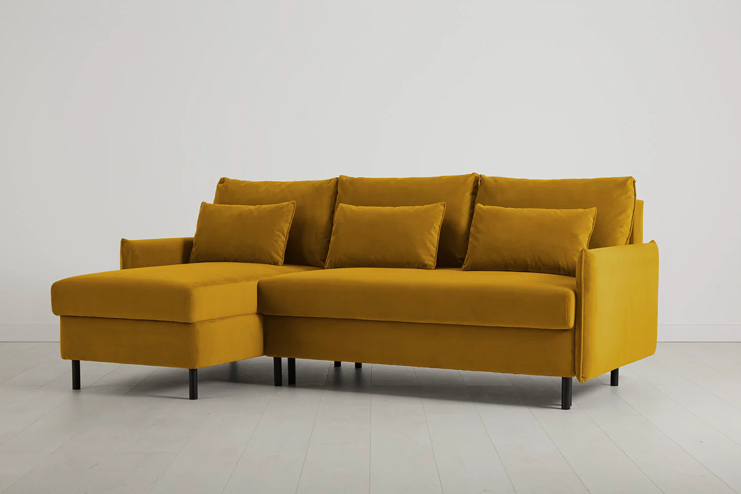 Model 12 Sofa Bed with Storage 3 Seater Left Chaise, Mustard - Image 6