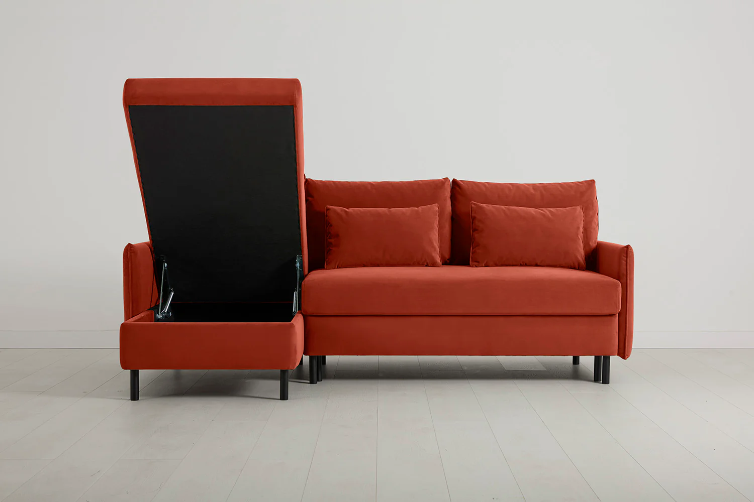 Model 12 Sofa Bed with Storage 3 Seater Left Chaise, Paprika - Image 3