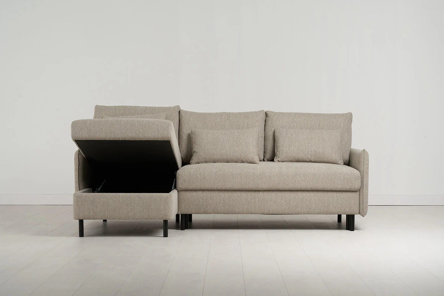 Model 12 Sofa Bed with Storage 3 Seater Left Chaise, Pumice - Image 4