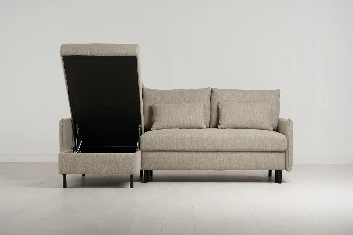 Model 12 Sofa Bed with Storage 3 Seater Left Chaise, Pumice - Image 5