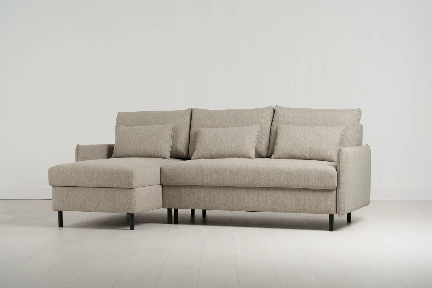 Model 12 Sofa Bed with Storage 3 Seater Left Chaise, Pumice - Image 6