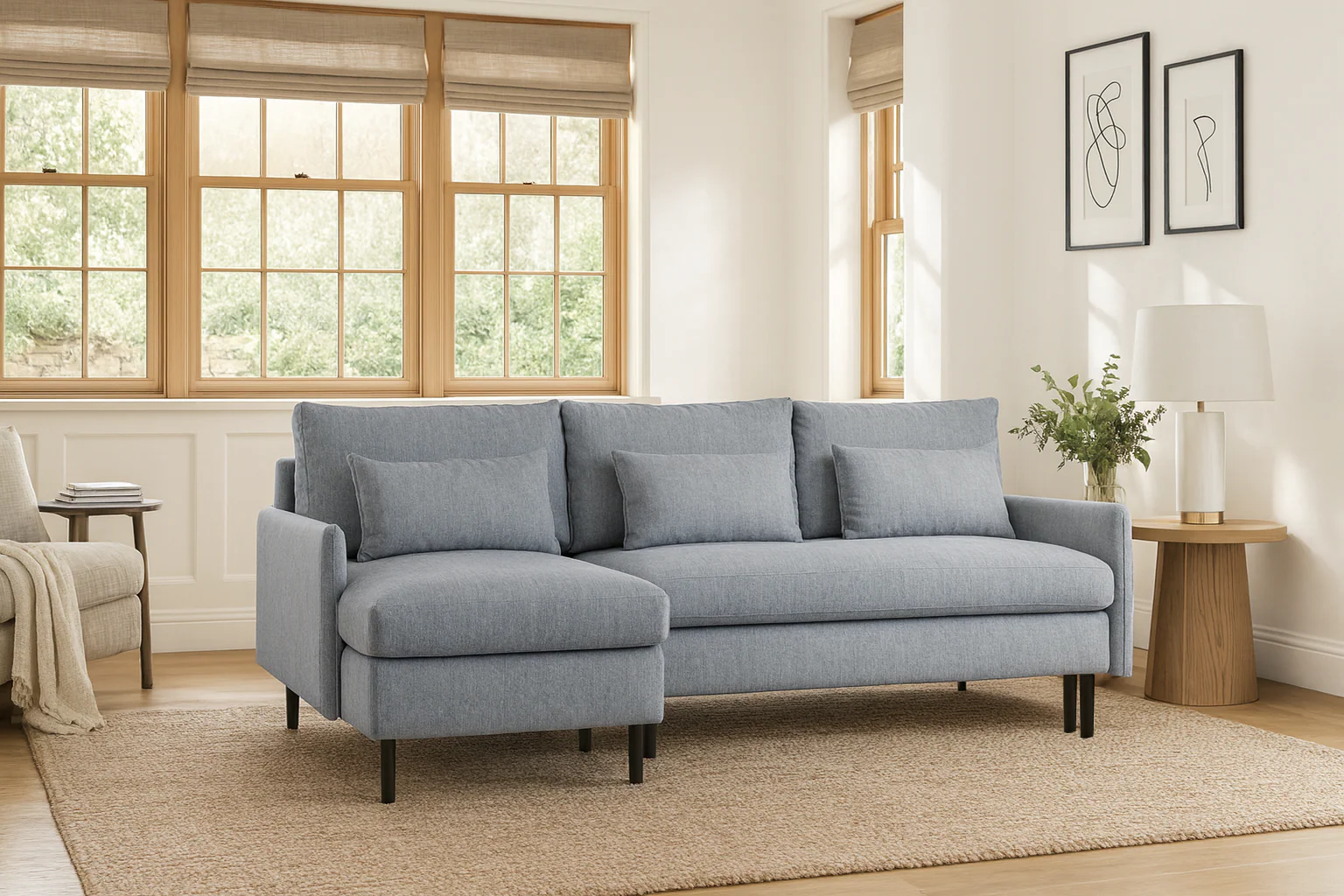 Model 12 Sofa Bed with Storage 3 Seater Left Chaise, Seaglass - Image 2