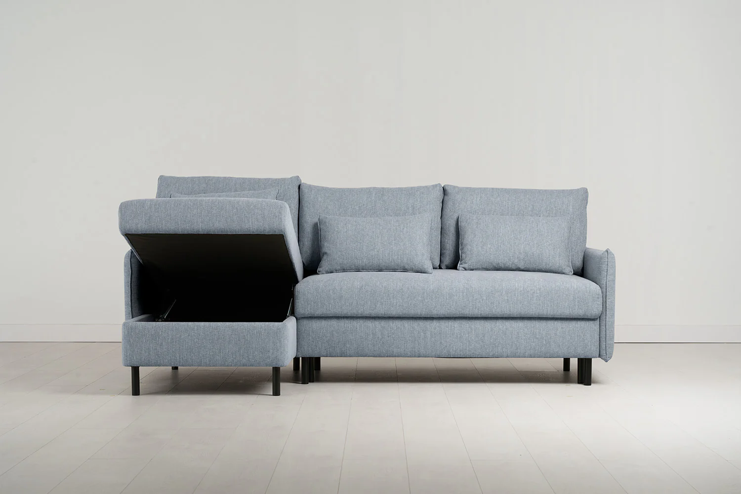 Model 12 Sofa Bed with Storage 3 Seater Left Chaise, Seaglass - Image 4