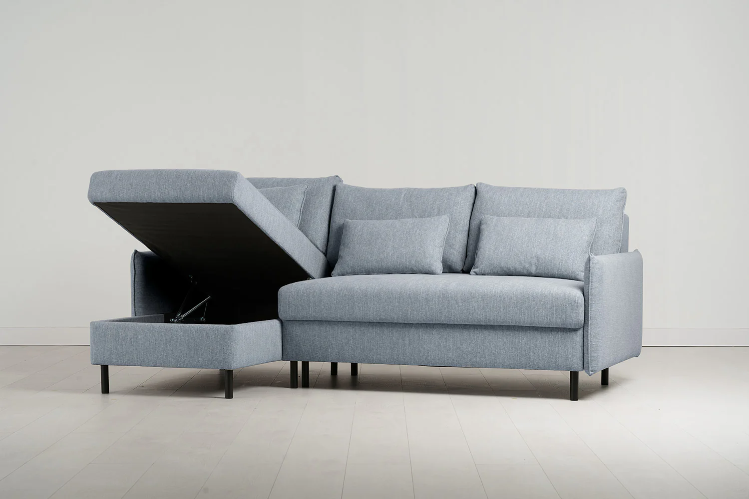 Model 12 Sofa Bed with Storage 3 Seater Left Chaise, Seaglass - Image 7