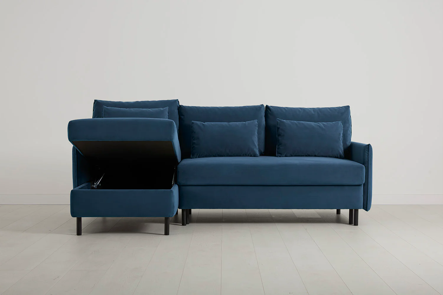 Model 12 Sofa Bed with Storage 3 Seater Left Chaise, Teal - Image 4
