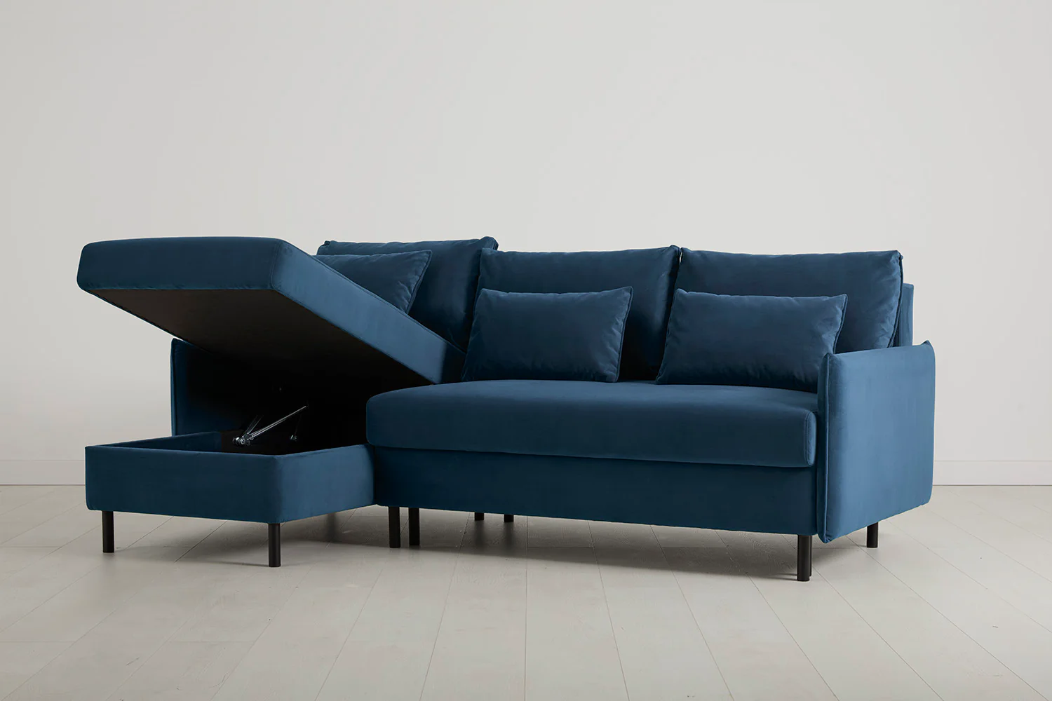 Model 12 Sofa Bed with Storage 3 Seater Left Chaise, Teal - Image 9