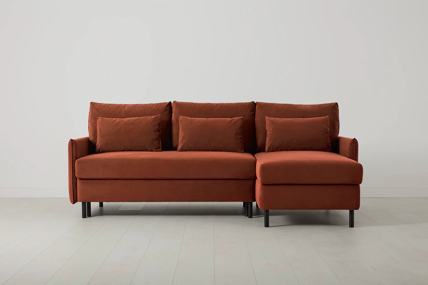 Model 12 Sofa Bed with Storage 3 Seater Right Chaise, Brick